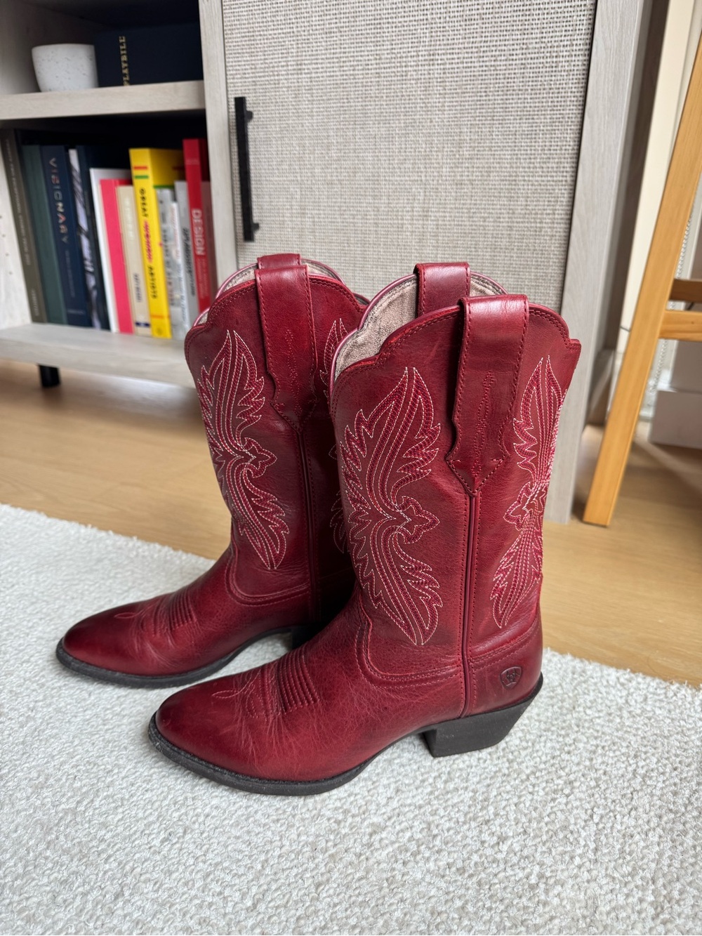 Ariat Red Leather Western Cowgirl Boots